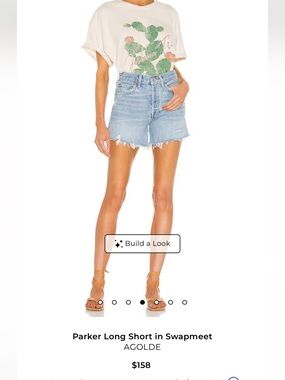 Agolde Parker Long - Light Blue Distressed Denim Cutoff Shorts
